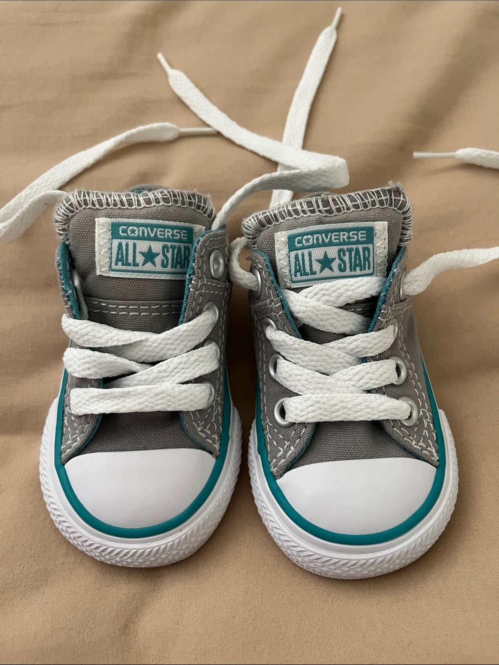Converse Kids Gray and Teal High-Top Sneakers